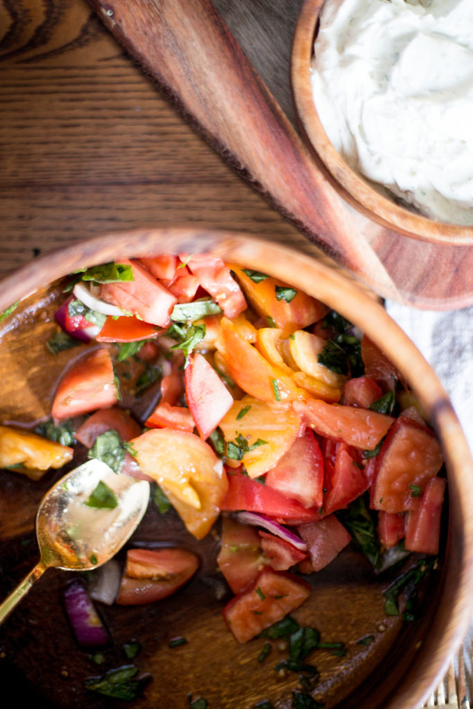 Heirloom Tomato Salad with Whipped Chive Goat Cheese